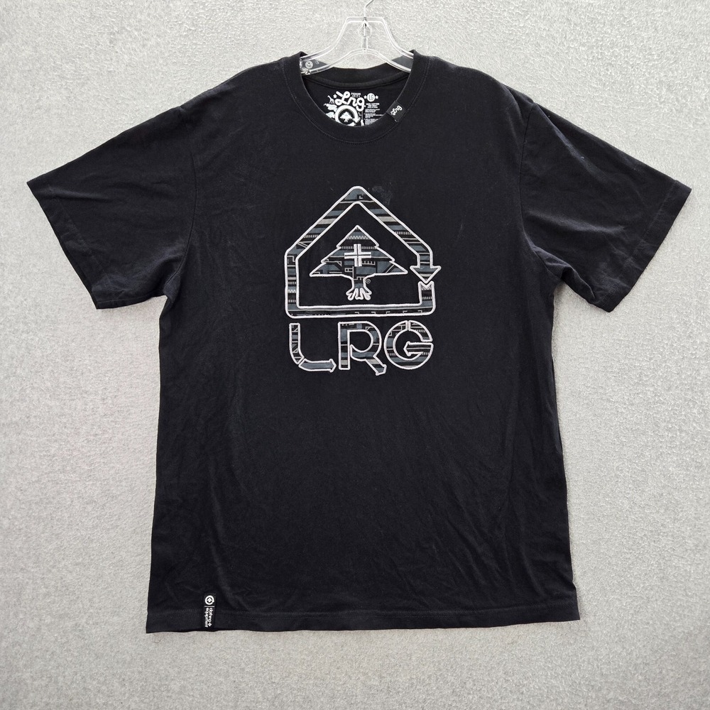 LRG Men Shirt Large Black Logo Short Sleeve Tee READ
